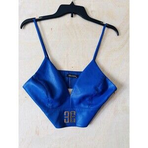 Blue Bra Faux Leather Crop Top Size 38